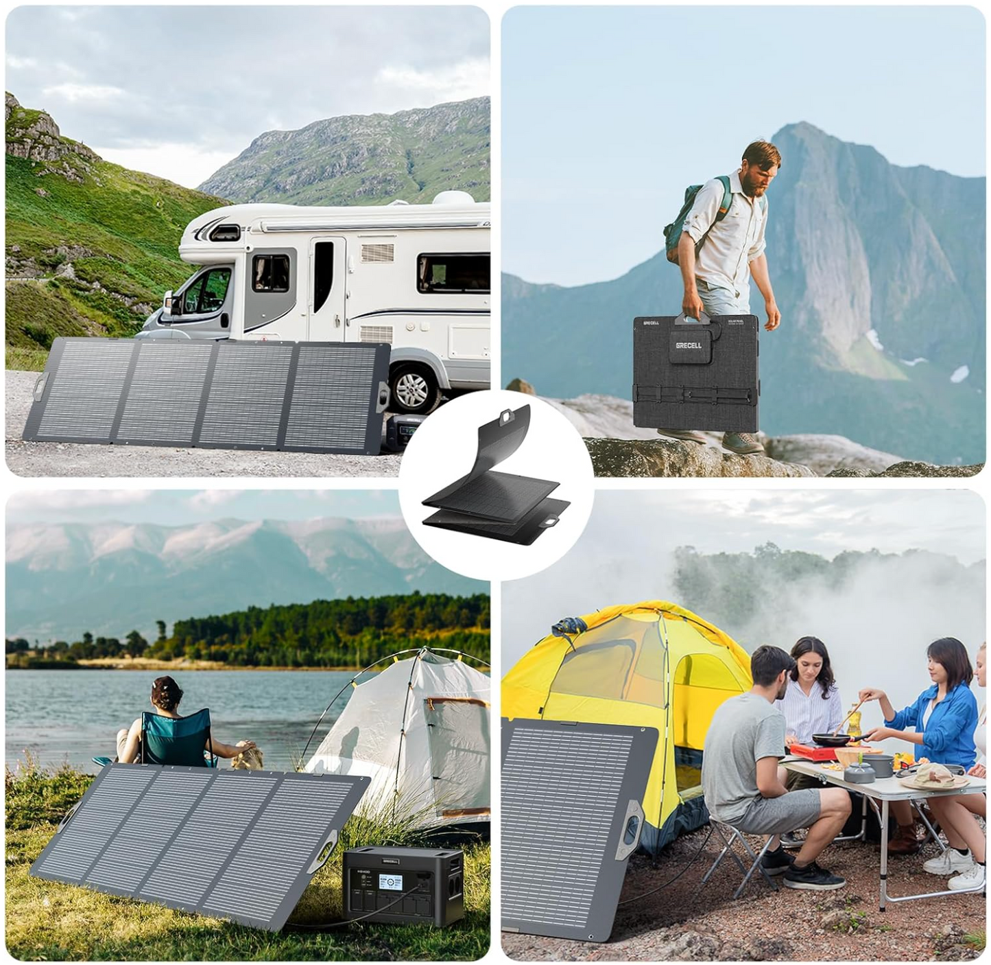 350W Portable Solar Panel for Power Station Generator, Foldable Solar Panel, 37.4V High-Efficiency Solar Charger 350W Power Backup with XT60/Anderson Output for Outdoor Van Camper Off-Grid